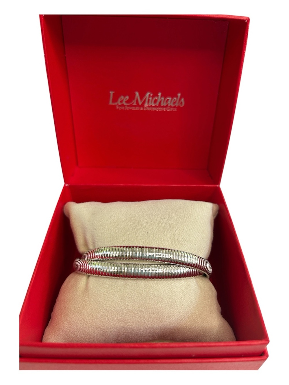 Lee Michaels Fine Jewelry Interlocking Double Tubogas Flexible Bangle Bracelet